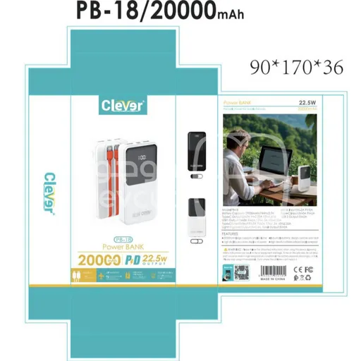 باوربانك BP-18 22.5W LCD 20000 MAH CLEVER