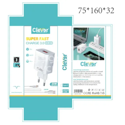 شاحن تايب سي HC-51-20W- usp- CLEVER