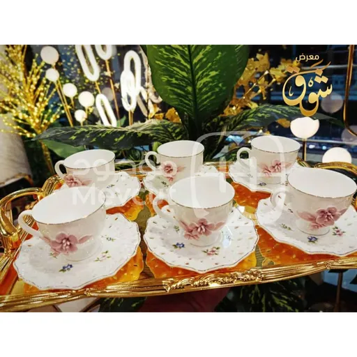 طقم فناجين فاخر - موديل زهري كلاسيكي