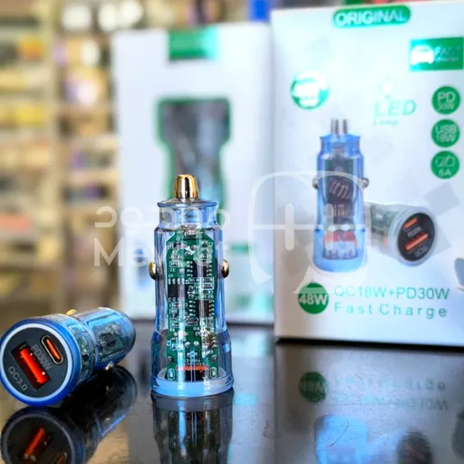 شاحن سيارة سريع بمنفذين (USB-A + USB-C