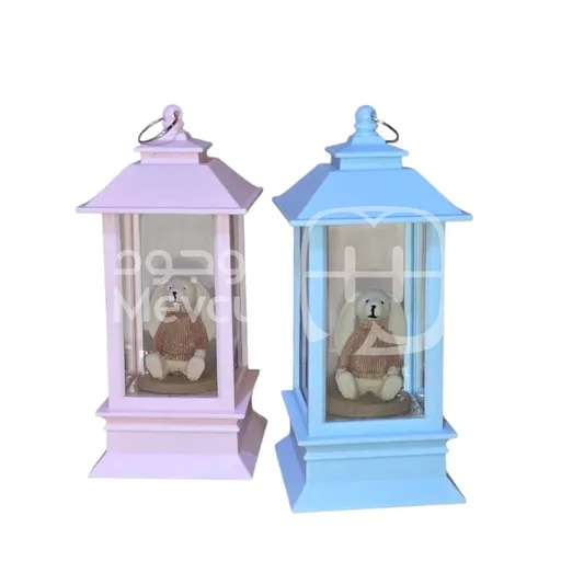 فانوس ديكوري مع دمية محشوة (أرنب صغير)