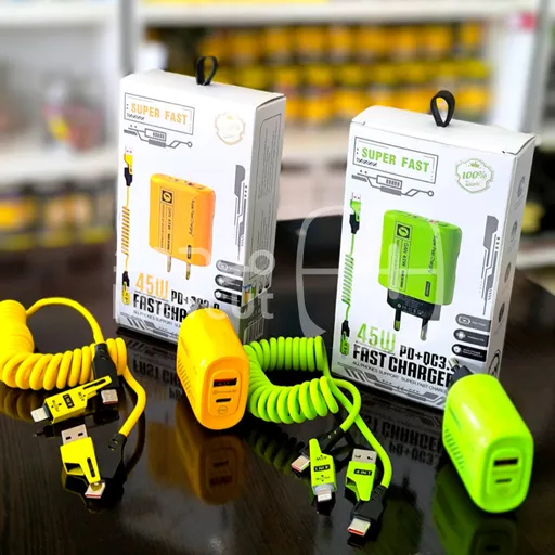 شاحن 45 واط شحن سريع + كابل 4 في 1