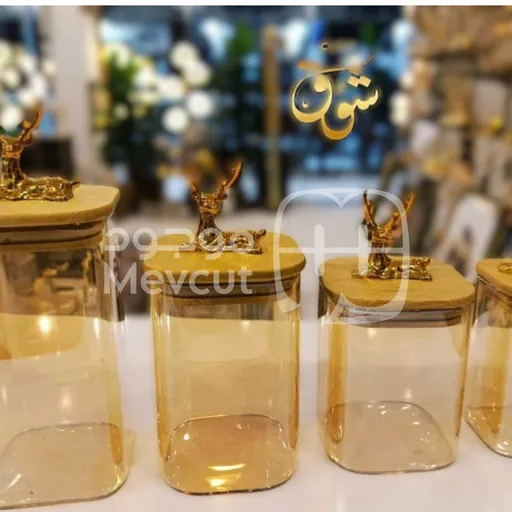 طقم أواني تخزين زجاجية